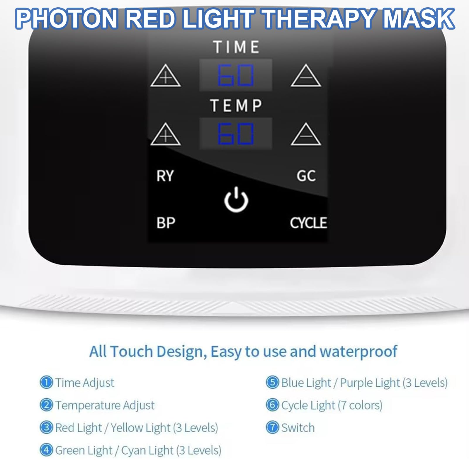Dispositivo per fototerapia a LED a 7 colori, maschera per fototerapia a luce rossa, dispositivo di bellezza facciale pieghevole, spray idratante profondo, antirughe, ringiovanimento della pelle