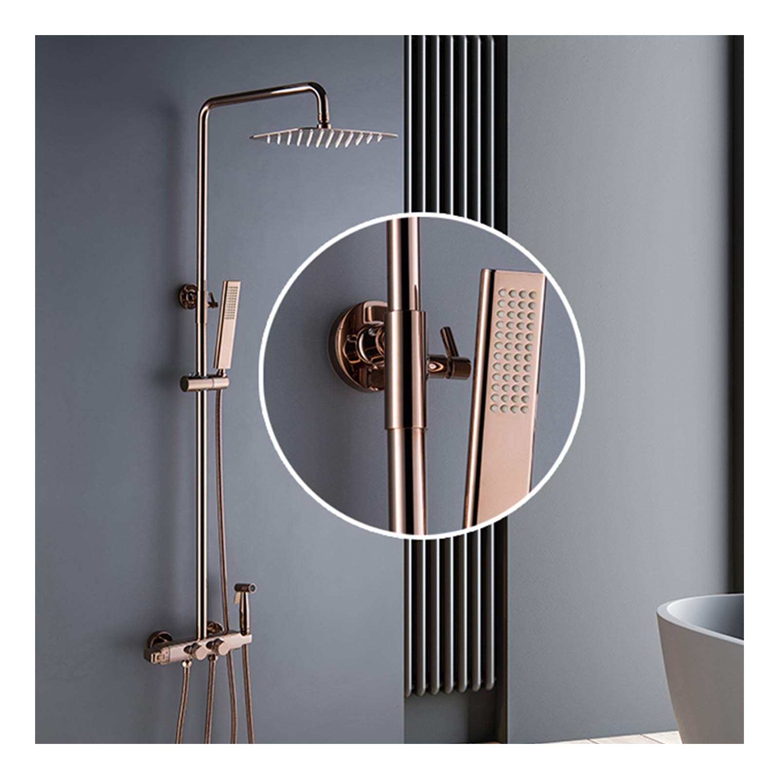 Ensemble de douche or rose mural pour créer un espace spa à la maison
