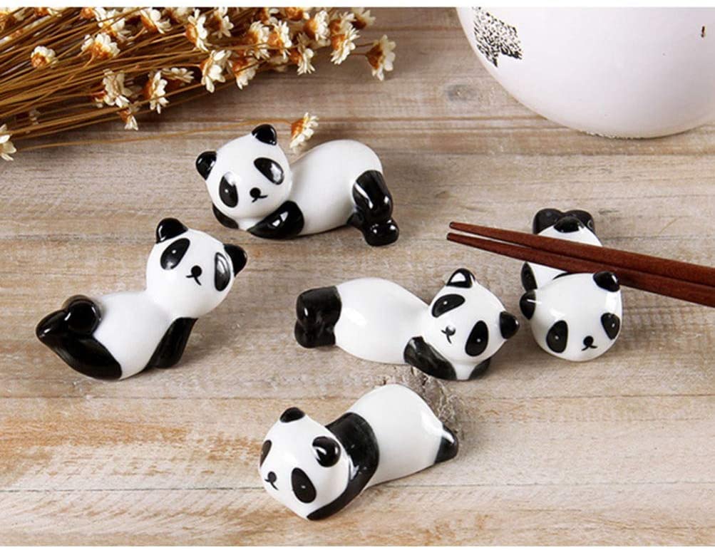 Poggia Bacchette, Porta Bacchette, Cucchiaio in Ceramica per servire in Ristorante, 8 Pezzi, Panda
