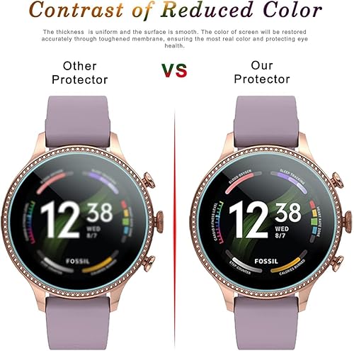 Miniatura 7 de Suoman Fossil Gen 6 - Protector de pantalla para mujer (1.654 in), antiarañazos, dureza 2.5D 9H, película protectora de pantalla de vidrio templado