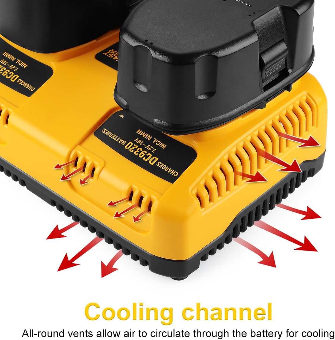 energup 2Pack 6.5Ah Lithium Replace for Dewalt 18V XRP Ni-Cad Battery DC9096 DC9098 DC9099 DE9039 DE9095 + 2Port DC9320 Fast Dual Charger for Dewalt 7.2V-18V XRP NI-CD NI-MH Battery