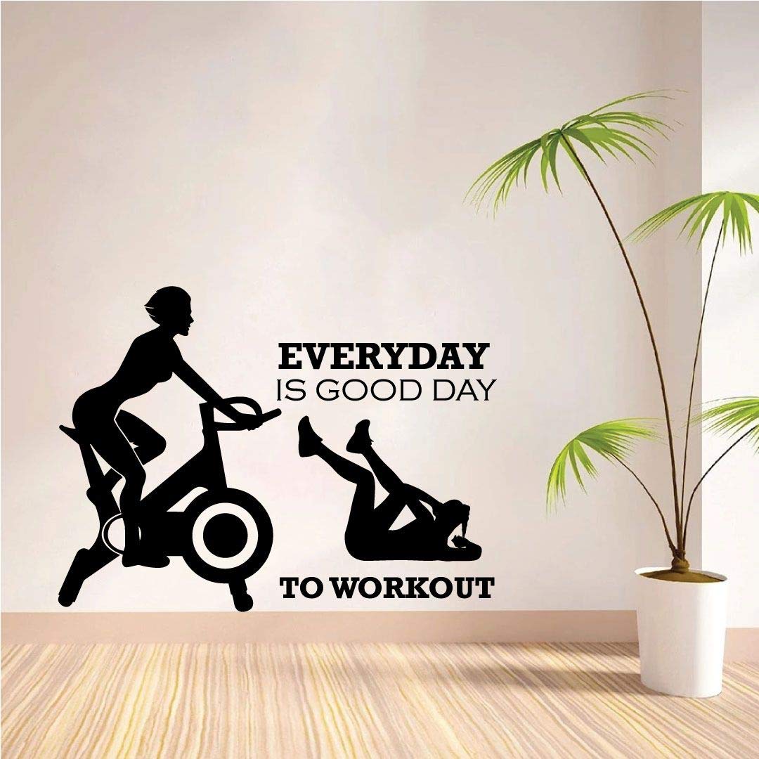 Everyday Is A Good Day To Workout Motivation Inspirational Quote Quotes Fitness Healthy Life Style Wall Art Vinyl Sticker Decal Home Décor Work Out Wall Sticker Home Gym Bedroom Size (40x40 inch)