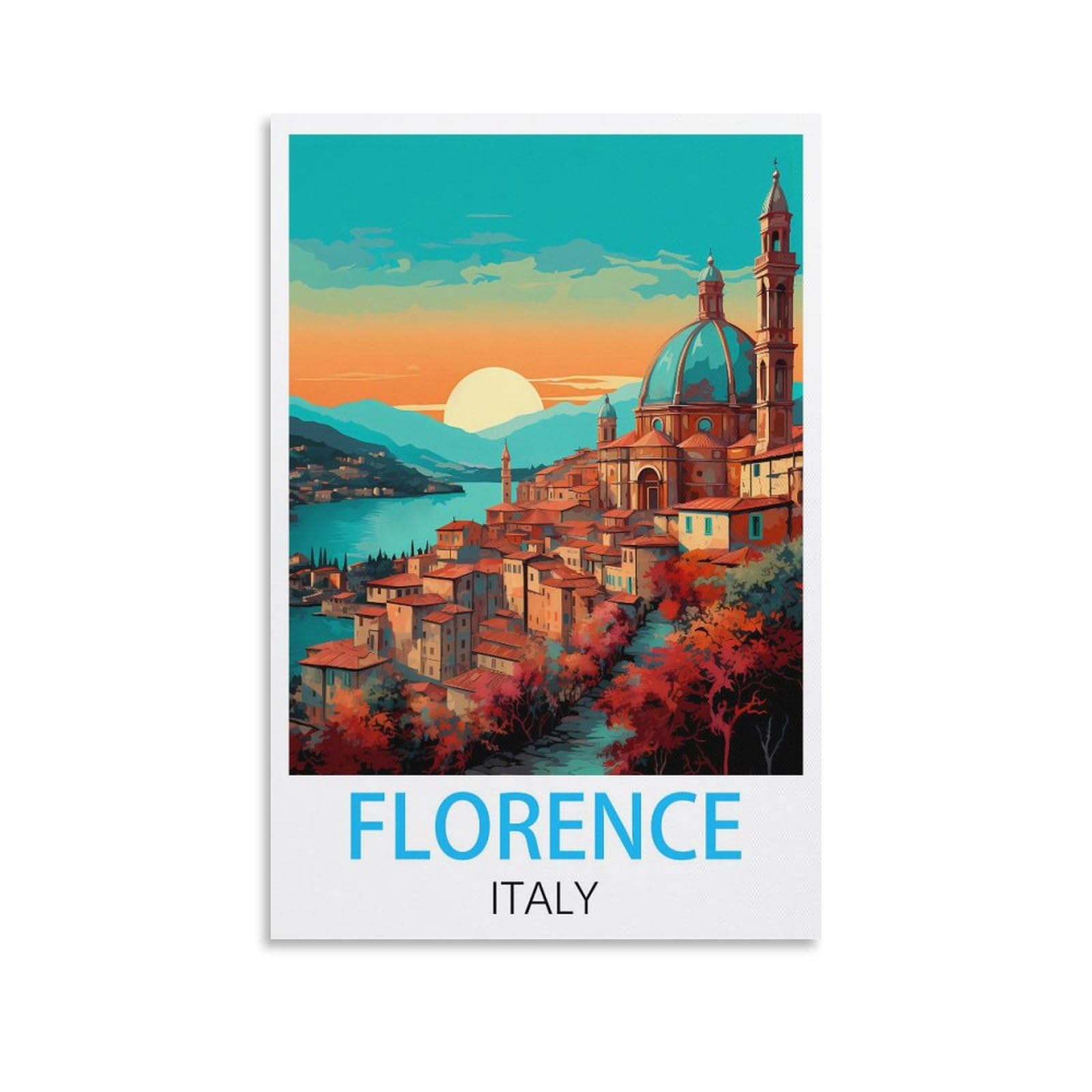 Retro Vintage Wall tin Plaque,Florence Italy,Vintage Metal Tin Sign Inspirational Retro Art Poster for Home Office, Cafe Bar Wall Decor 30x40cm