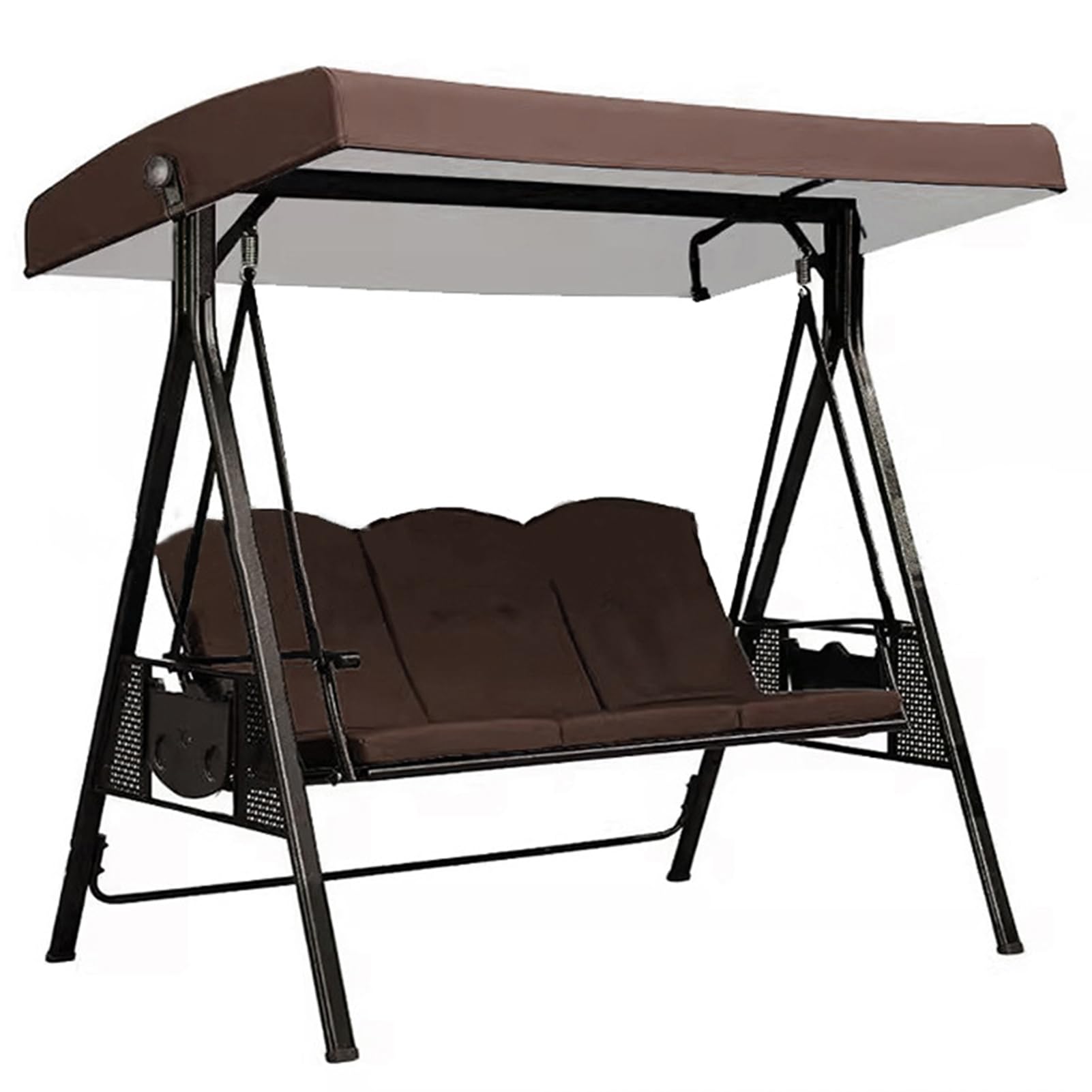 BAHULA Replacement Canopy for Swing Seat 3 Seater Garden Hammock Cover, 210D Oxford Cloth Patio Swing Top Cover with 4 Reinforced straps - UV Protection,Brown,191x120x20cm