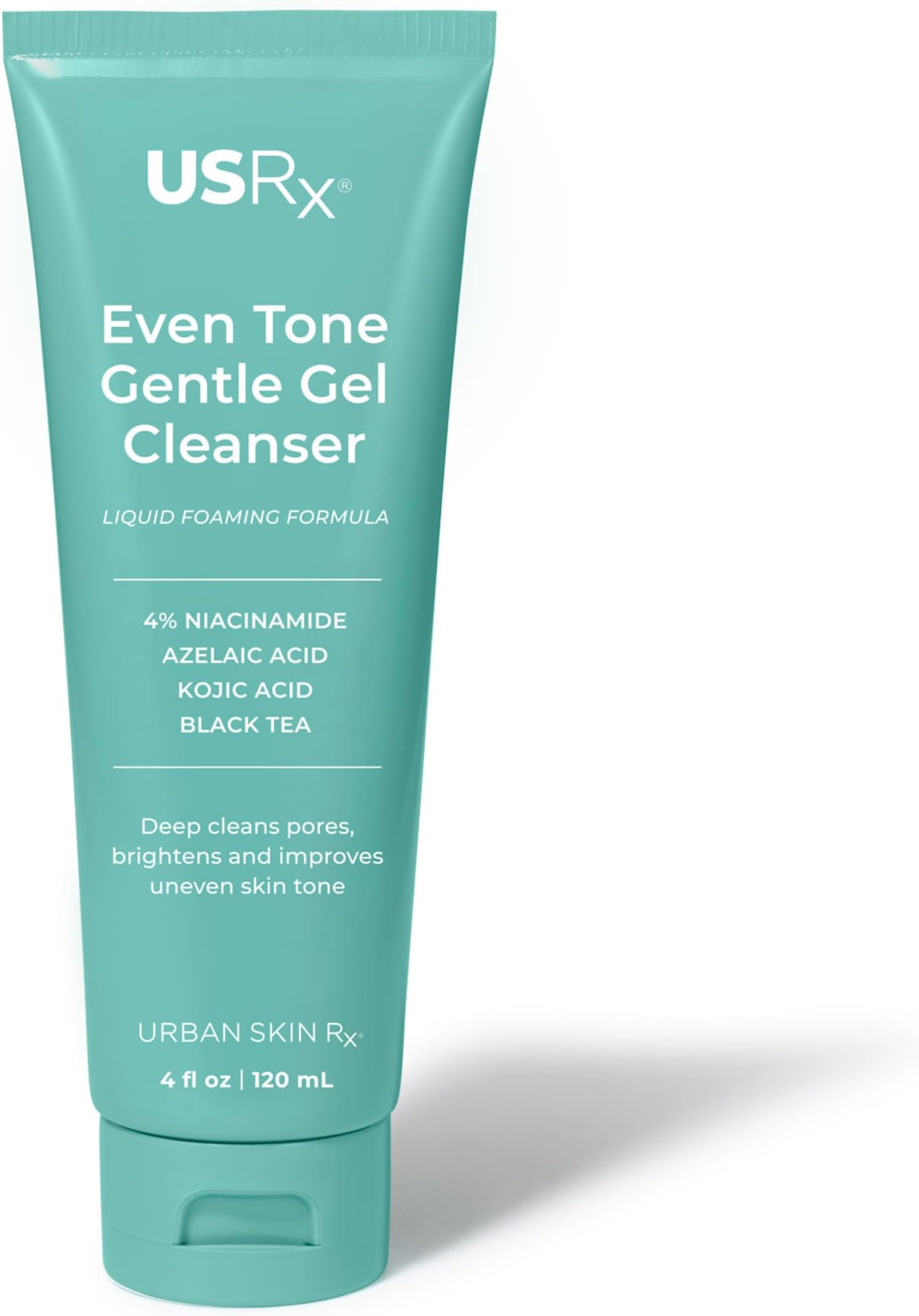 Urban Skin Rx, Even Tone Gentle Gel Cleanser | Improves the Look of Uneven Tone, Removes Makeup & Deep Cleans, Foaming Daily Cleanser with Kojic Acid, Azelaic Acid, Niacinamide, & Black Tea | 4 Fl Oz