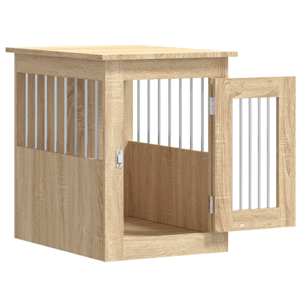 Cage pour Chien Intérieur, Meuble Cage Niche Maison pour Chien chêne Sonoma 45x62x59 cm