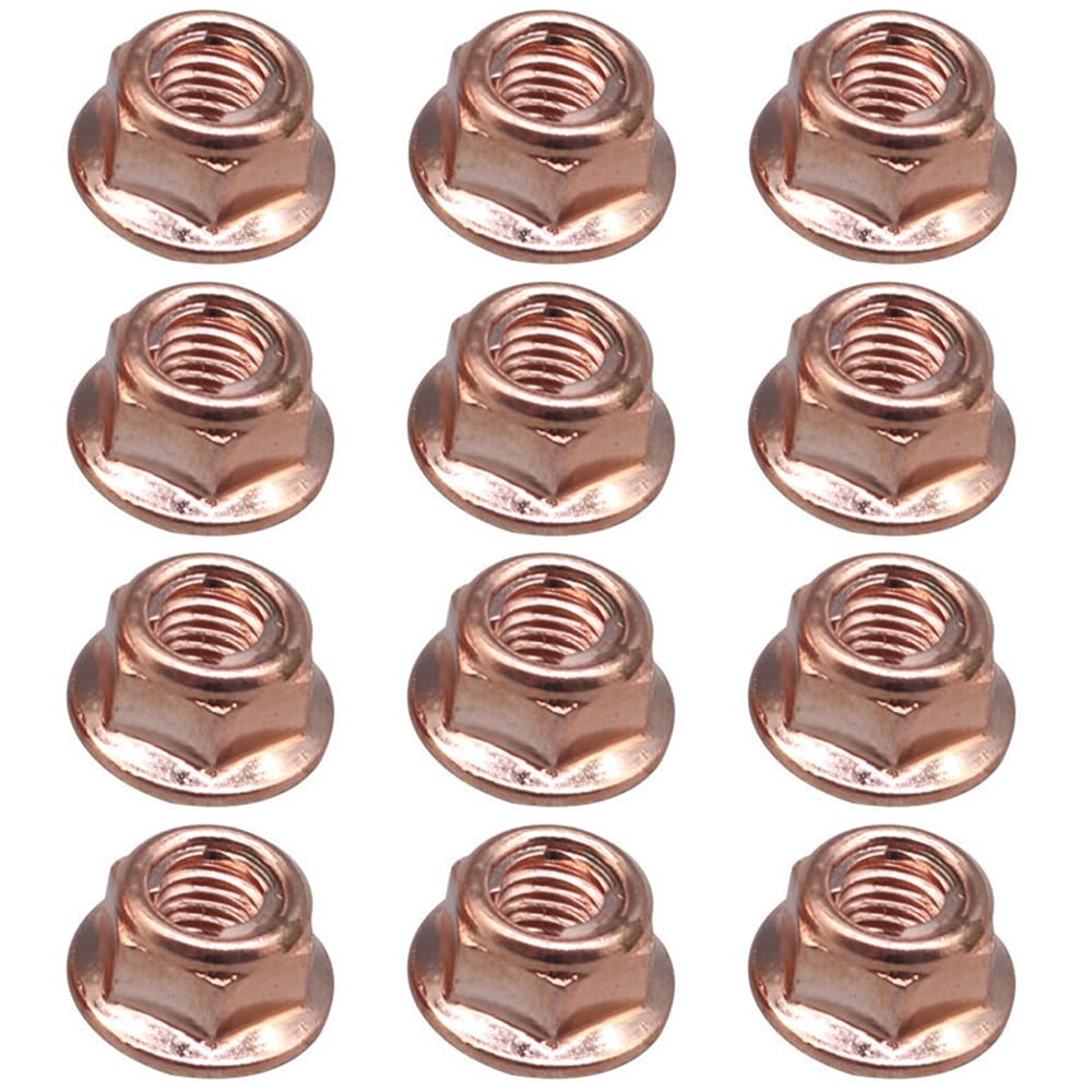 12 Pcs Car Exhaust Manifold Nuts Head Copper Nut M8 Hex Nuts Copper Self Locking Car Parts for Bmw E30 3 Series