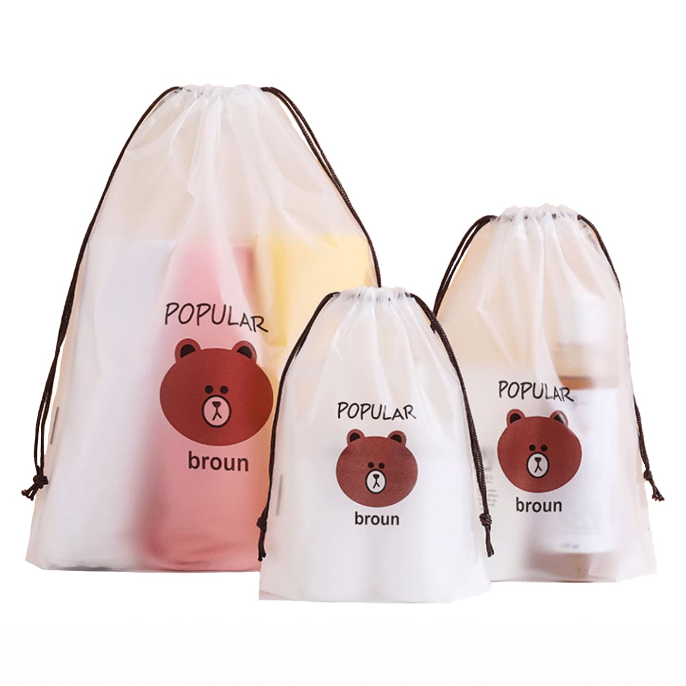 wolpinPack of 10 Pcs Shoe Bag Cover for Shoe Storage & Travelling Drawstring Bags Travel Pouch Large Waterproof, White Bear