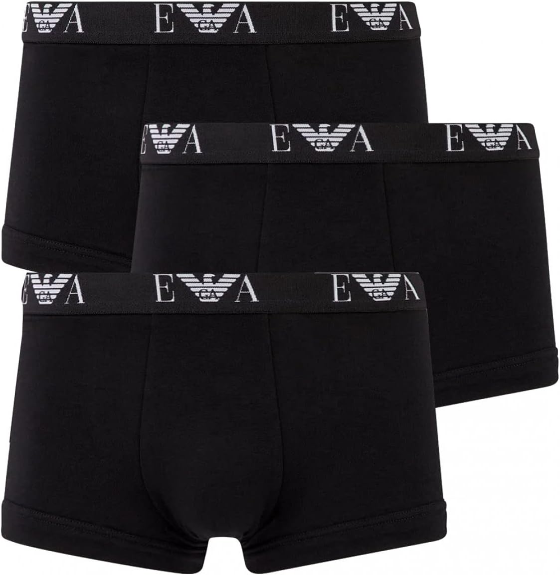 Emporio Armani Mens 3 Pack Logo Trunks Cotton