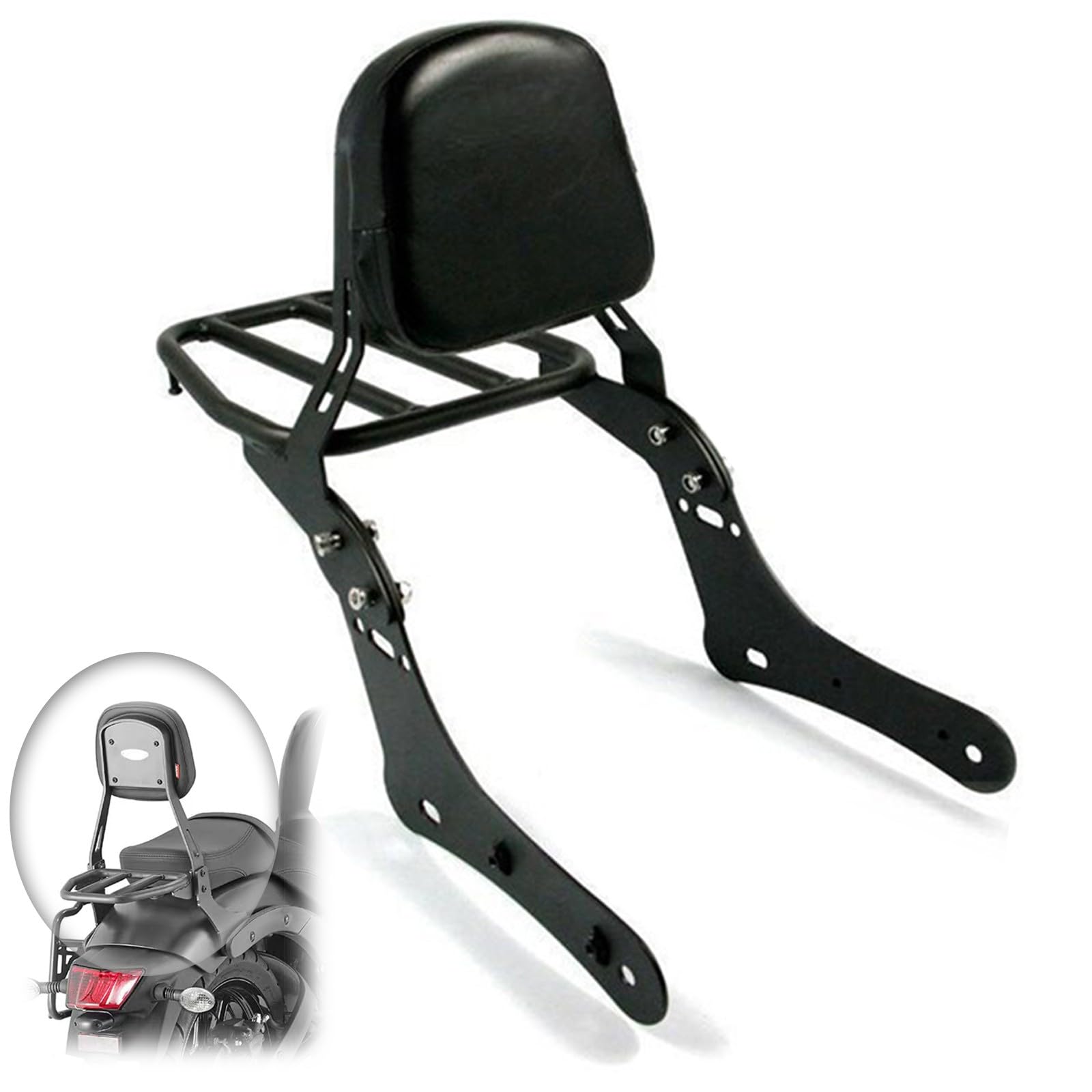 Schienale Sissy Bar per Moto con Portapacchi Posteriore per Kawasaki Vulcan S 650 VN650 Supporto per Top-Box Supporto Esteso Poggiaschiena Posteriore per Passeggero