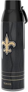 Tervis Venture Water Bottle NFL New Orleans Saints - Full Speed Triple Insulated Tumbler Travel Cup Keeps Drinks Cold & Hot, 26oz, Stainless Steel