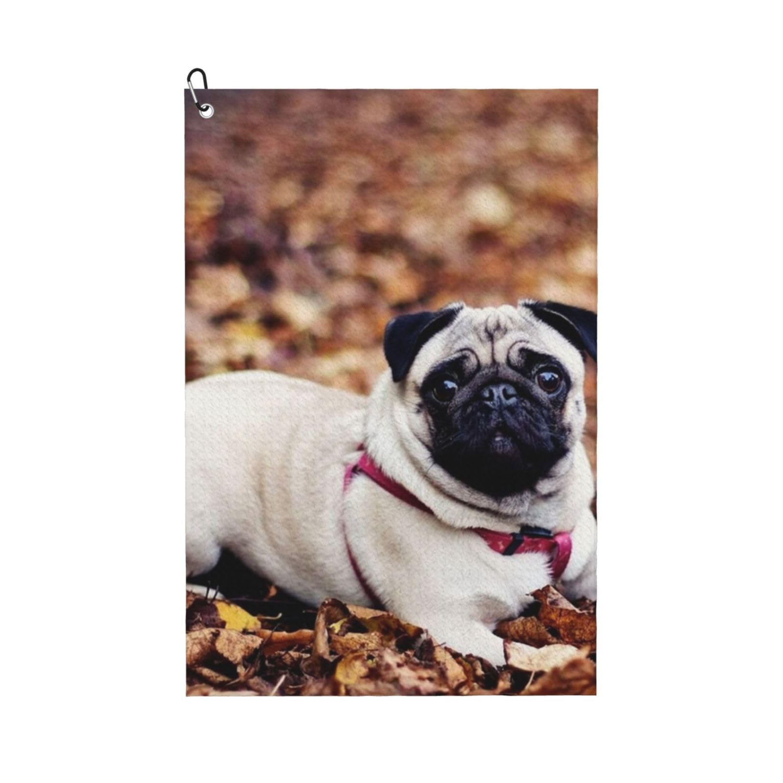 Hnnkloy Pug Puppy, 16x24 in Portable Waffle Golf Towels with Carabiner Clip for Golf Bag