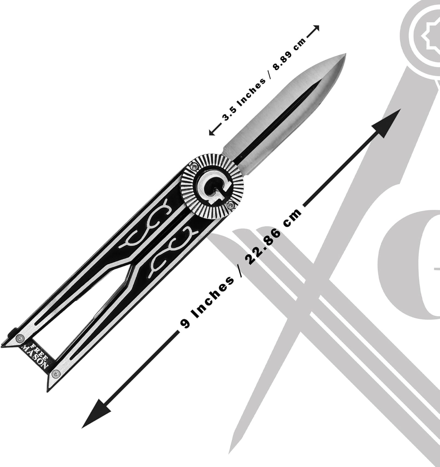 Treasure Gurus Free Mason Seal G Square & Compass Folding Pocket Knife