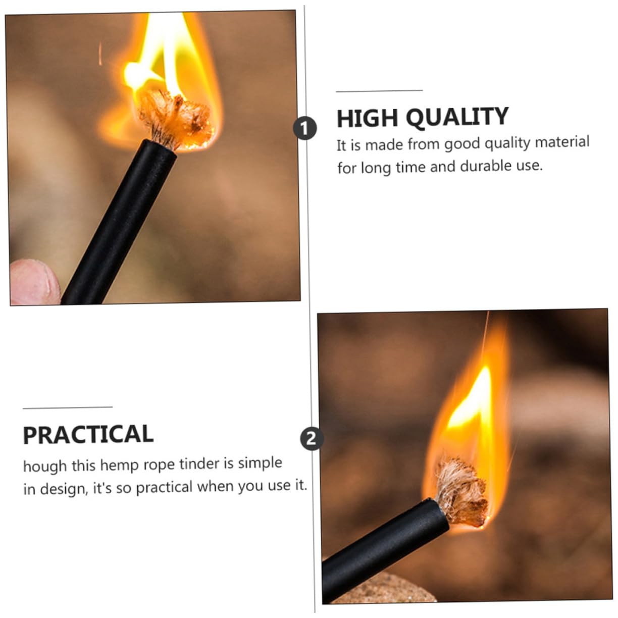 YARNOW 4Pcs Outdoor Fire Starters Cords Durable Ropes for Quick Fire Starting Any Weather for Camping Accessories and Outdoor Lighting