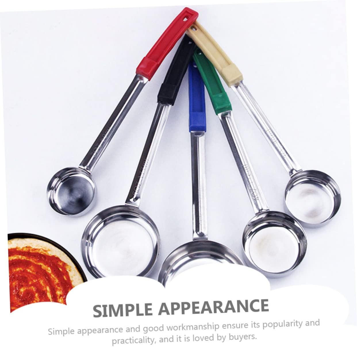 Long Handle Sauce Ladle 12 oz Kitchen Serving Spoon Measuring Scoop for Pizza Sauce and Soups Practical Cooking Utensil for Home Chefs