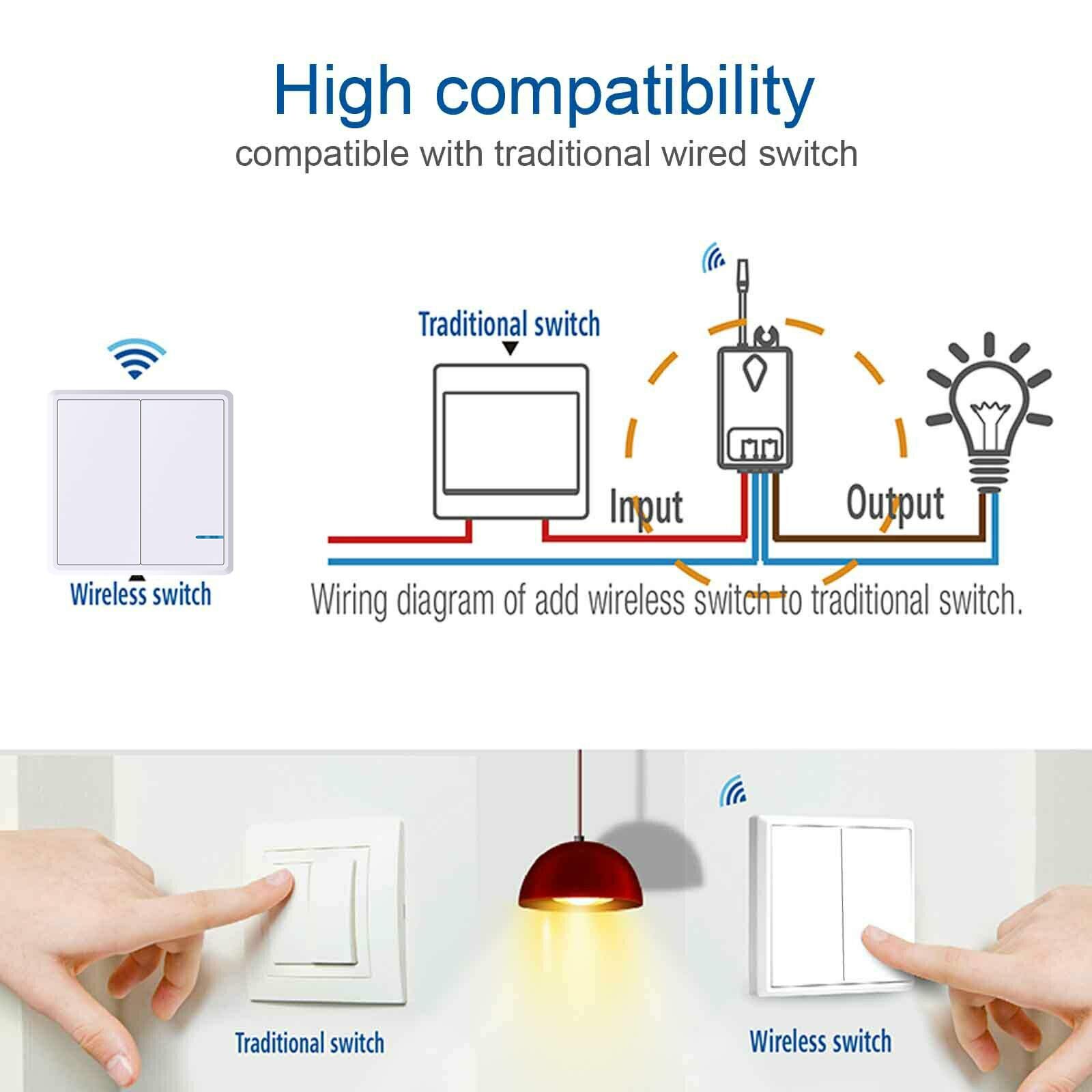 GREENCYCLE Wireless Light Switch and Receiver Kit, Outdoor 1900ft Indoor  229ft, No Wiring No WiFi, Remote Control Ceiling Lamp LED Bulb, IP66  Waterproof (1PK 2 Way Switch & 2 Remote Receiver) - - Amazon.com