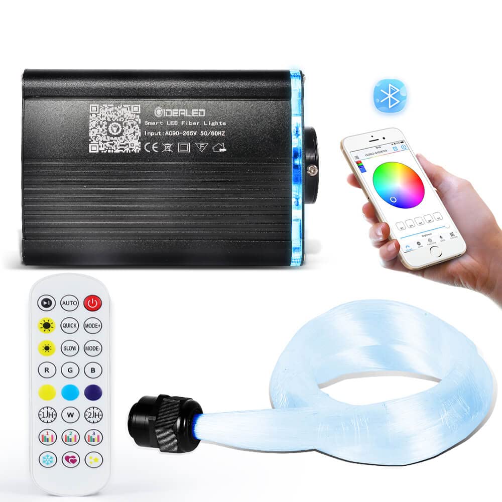SUNKENET 18W Twinkle&Meteor 2-in-1 Sterrenhemel glasvezel licht voor auto/thuis, glasvezelkabel 800pcs*0.75mm*3m Star plafondlampen kit met Bluetooth-app/afstandsbediening/muziekmodus