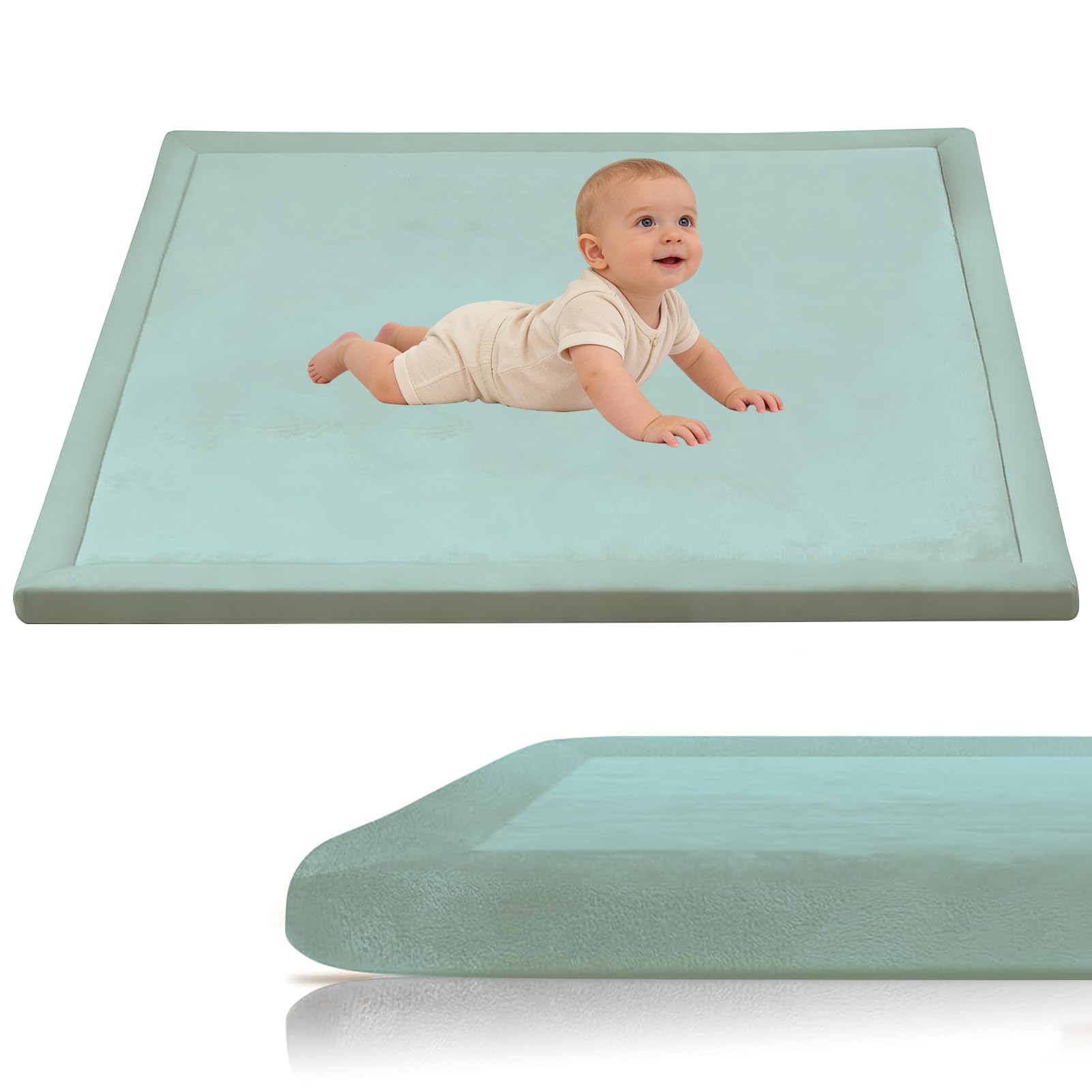 Stqyeiw Baby Crawling Mat, Memory Foam Extra Thick Area Rug 3cm for Kids Living Room 200 x 280 cm Sky Blue Baby Playroom Crawling Carpet Non-Slip Soft Play Mat Floor Toddler Nursery Carpet