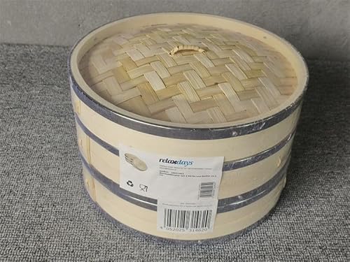 Relaxdays 10031462 Bamboo, 2 Levels with Metal Rings, Asian Steamer Basket for Rice, Dim Sum, Vegetables, Diameter 25.5 cm, Natural Tier, Cooker, Pot, Ø25.5cm - Image 11