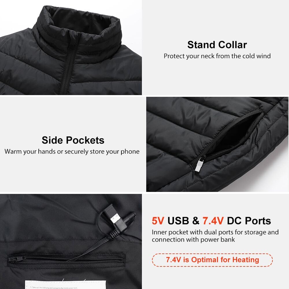 Amurhey Gilet riscaldato da uomo e da donna con 21 zone riscaldate e compatibile con 5 V/7,4 V, 2025 nuovo – Giubbotto termico riscaldabile, unisex, caldo, lavabile (senza power bank)