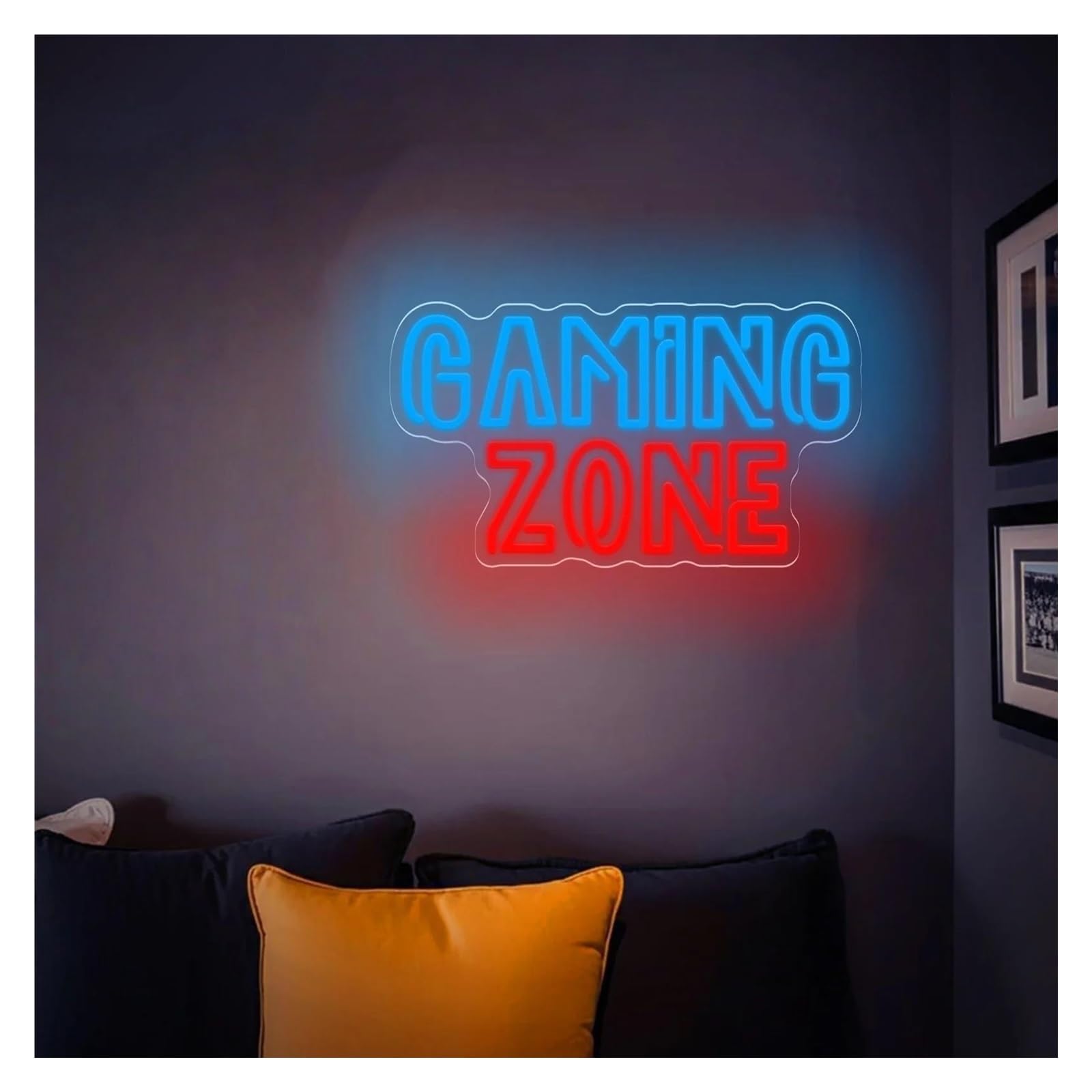 Décor Mural Lumière Enseigne Lumineuse Néon Gaming Zone Avec LED À Intensité Variable USB Pour Salle De Jeux Chambre Salon Bar Ou Une Fête Décoration Murale 40.6cmx22.8cm