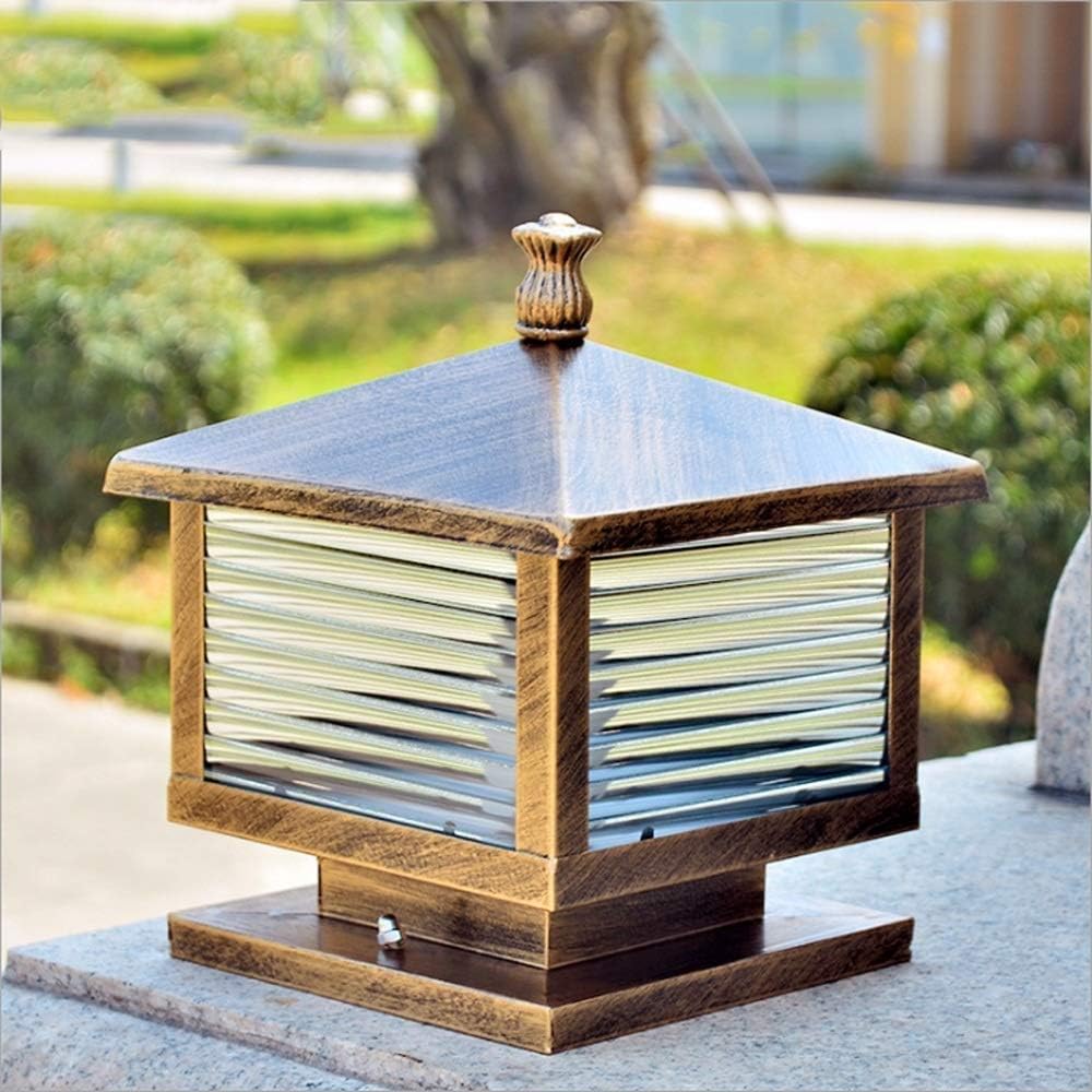 新しいTQXDD レトロ E27スクエアコラムランプヨーロッパモダンな屋外の風景照明屋外防水ガラス庭の壁中庭の柱のヘッドライト家の装飾 屋