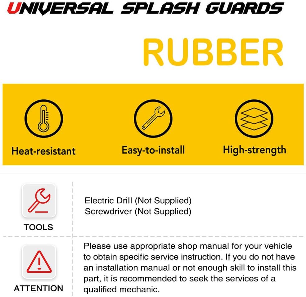 Car Mud Flaps, AUTOXBERT 4Pcs Universal Rubber Mudflaps Splash Guards Automotive Dirty Fender Flexible Mudguards Front Rear Sets for Car Pickup SUV Van Truck, 21x36cm