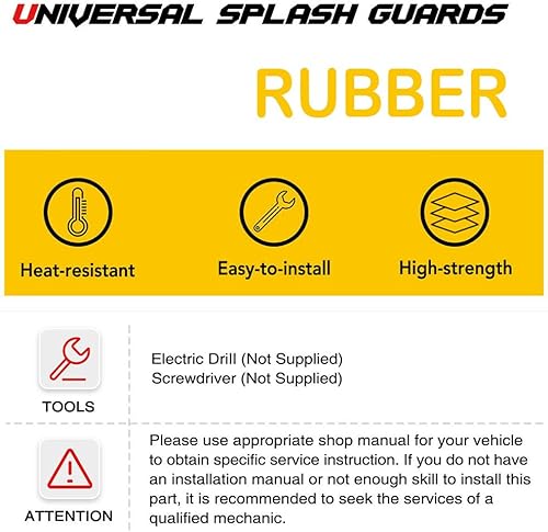 Miniatura 8 de AUTOXBERT - Juego de 4 aletas universales de goma para automóvil, guardabarros sucios y flexibles, para camioneta, SUV, camioneta, 8.3 x 14.2 in