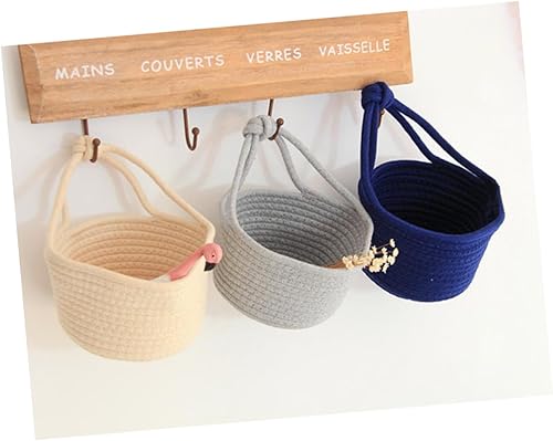 Miniatura 4 de Toyvian Cesta de cosas, 2 unidades, cesta de almacenamiento blanca, canasta tejida para plantas, cestas de almacenamiento de algodón, accesorios