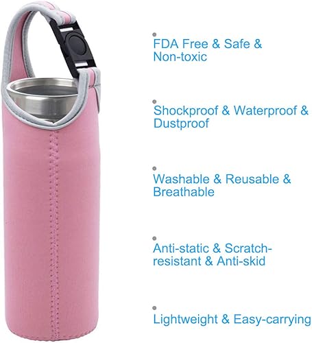 Miniatura 5 de DanziX - Paquete de 4 bolsas de neopreno para botellas, apta para todas las botellas de agua deportivas portátiles de 16 a 21 onzas, negro, azul,