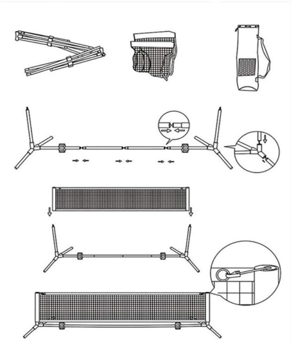 Telaio per Rete da Badminton Telaio per Rete da Tennis Portatile Standard per volano Pieghevole per Esterno Regolabile in Altezza