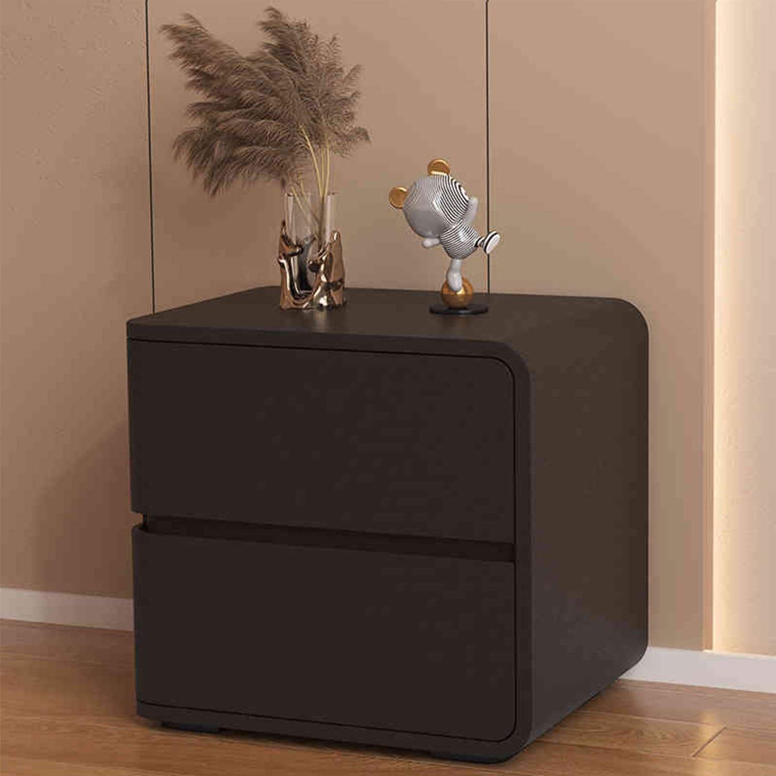 Table de chevet avec 2 tiroirs meuble compact pour petit lit