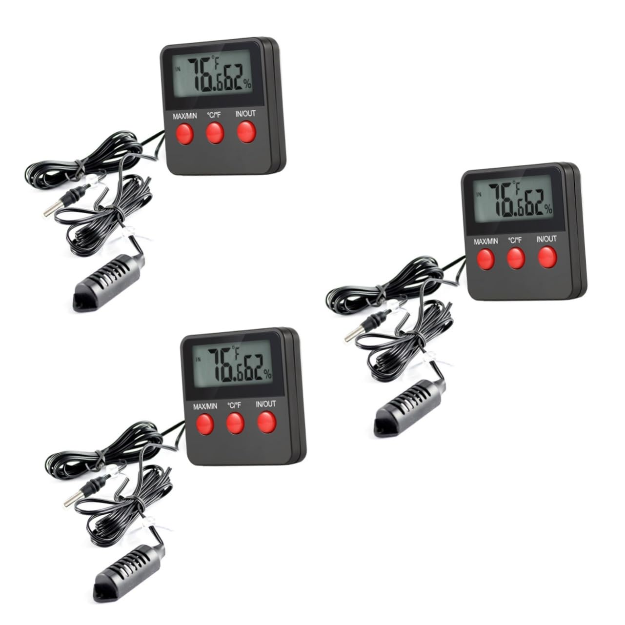 HOMSFOU 3pezzi Termometro Igrometro Digitale per Reptili e Incubazione Uova Misuratore di Temperatura e umidità Senza Batteria Display Facile da Montare per Terrari e Ambienti Domestici