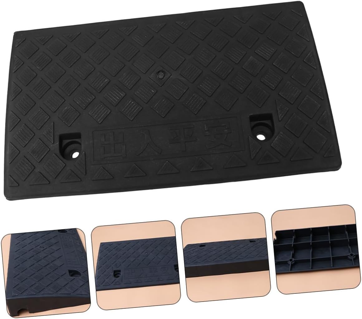 GARVALON Plastic Car Loading Ramp 50x27x9cm Black Rubber Triangular Slope Ramp for Vehicle Threshold Curb, Motorcycle and Scooter Loading Accessory