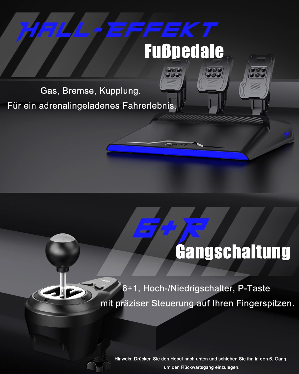 PXN V99 Gaming Lenkrad mit Pedalen und Schalthebel – 3,2 Nm Force-Feedback, 270° & 900°, 11,8-Zoll, 4 Schaltwippen, Tools-App – Lenkrad für PC, Xbox und PS4