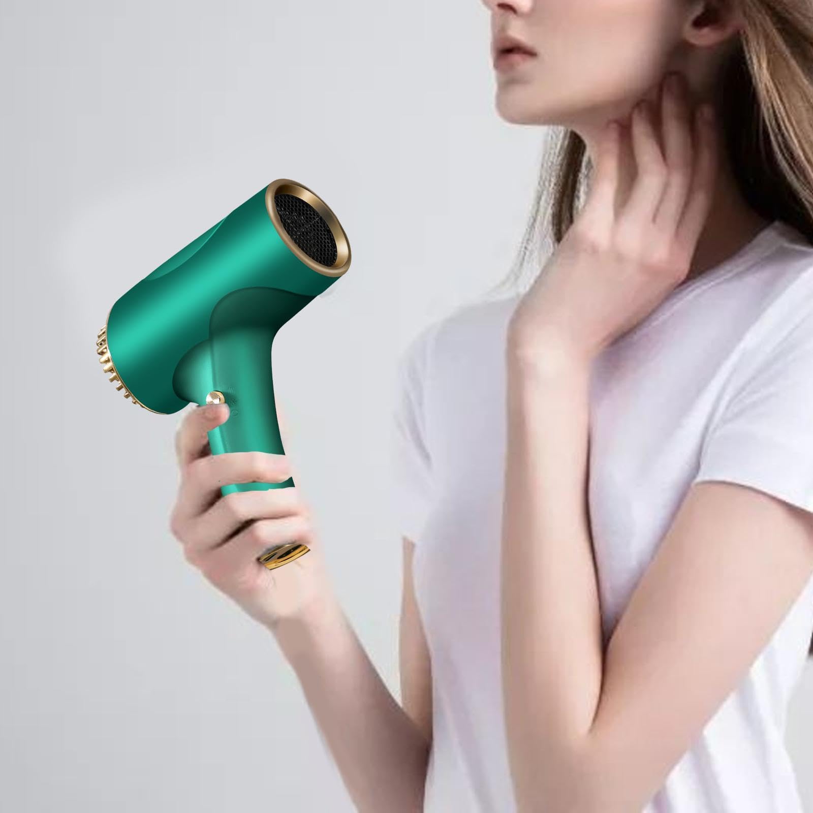Colcolo Secador de pelo de viaje, secador de pelo inalámbrico, compacto, secador para el cuidado del cabello, profesional, eléctrico, secador de pelo para, VERDE