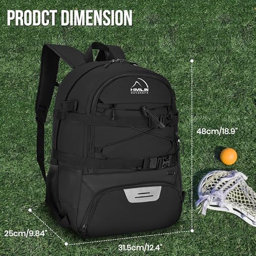 image for HMLIN OUTOOORS Lacrosse Bag with Two Sticks Holder,field hockey bag Se