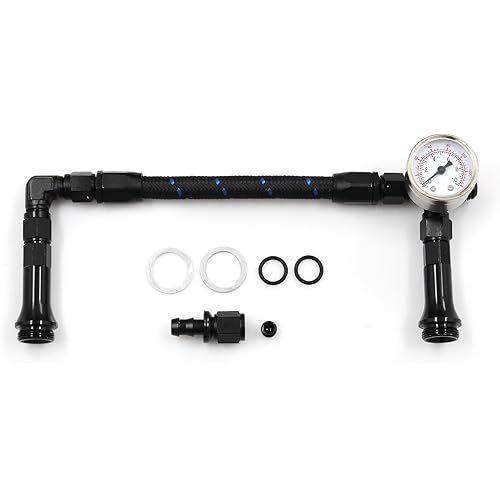 Braided AN6 Dual Feed Carb Fuel Line Double Pump for Holley 4150 Carburetor with vacuum pressure gauge