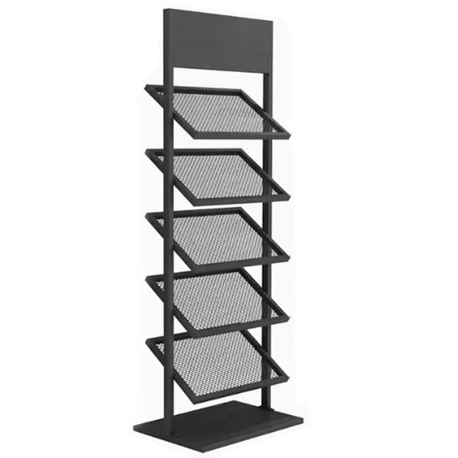 YNBSHGAA 5-Tier Freestanding Floor Tile Display Rack, Porcelain Marble Slab Showcase Stand for Exhibit Retail, 31.5 Inch,6-Black-40cm/15.7in