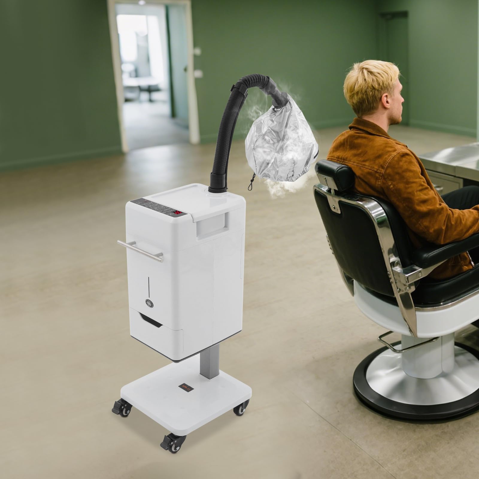 Steamer Salon, Nano Haardampfgerät mit Display, 6 Program, Haar Dampfer Maschine mit Timer, Temperatureinstellbar 0-60℃, Dampfhaube Haardampfer für Haarsalon & Heimgebrauch