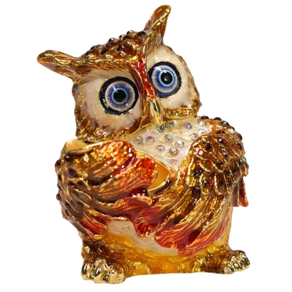 Sslvya Unique Owl Jewelry Box Metal Vintage Trinket Storage Box Decorative Keepsake Box for Ring Earrings Necklaces, Gift for Women