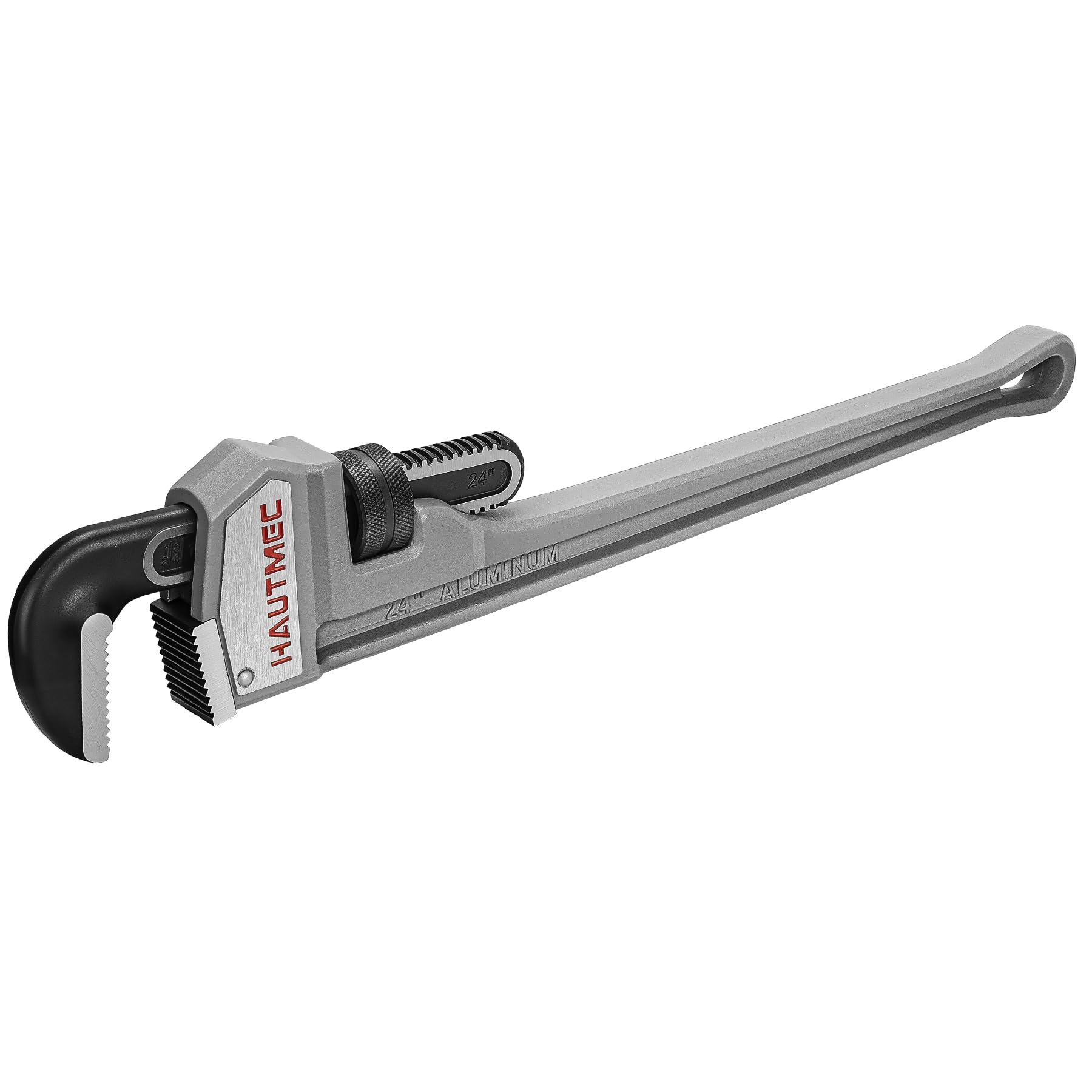 HAUTMEC 600mm(24inch) Heavy Duty Aluminum Straight Pipe Wrench, Adjustable Plumbing Wrench, 3" Jaw Capacity, for Pipes, Tees, Ball Valves and Other Objects HT0187-PW