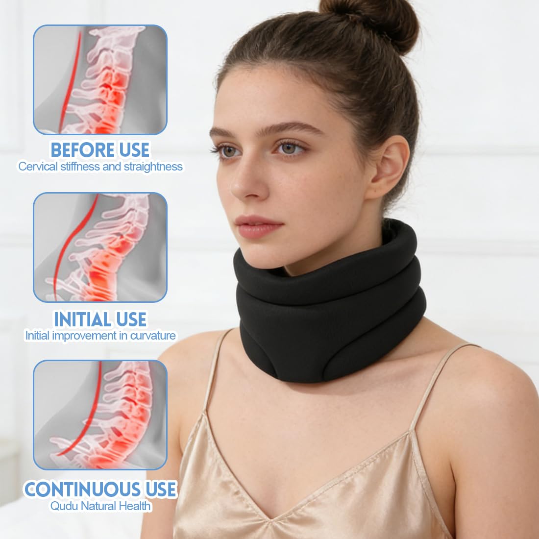 RANJIMA Wsparcie karku przeciwko chrapaniu, miękki i regulowany kołnierz z pianki do spania, ergonomiczne podparcie szyi dla wsparcia, bólu snu i ucisku dla kobiet i mężczyzn
