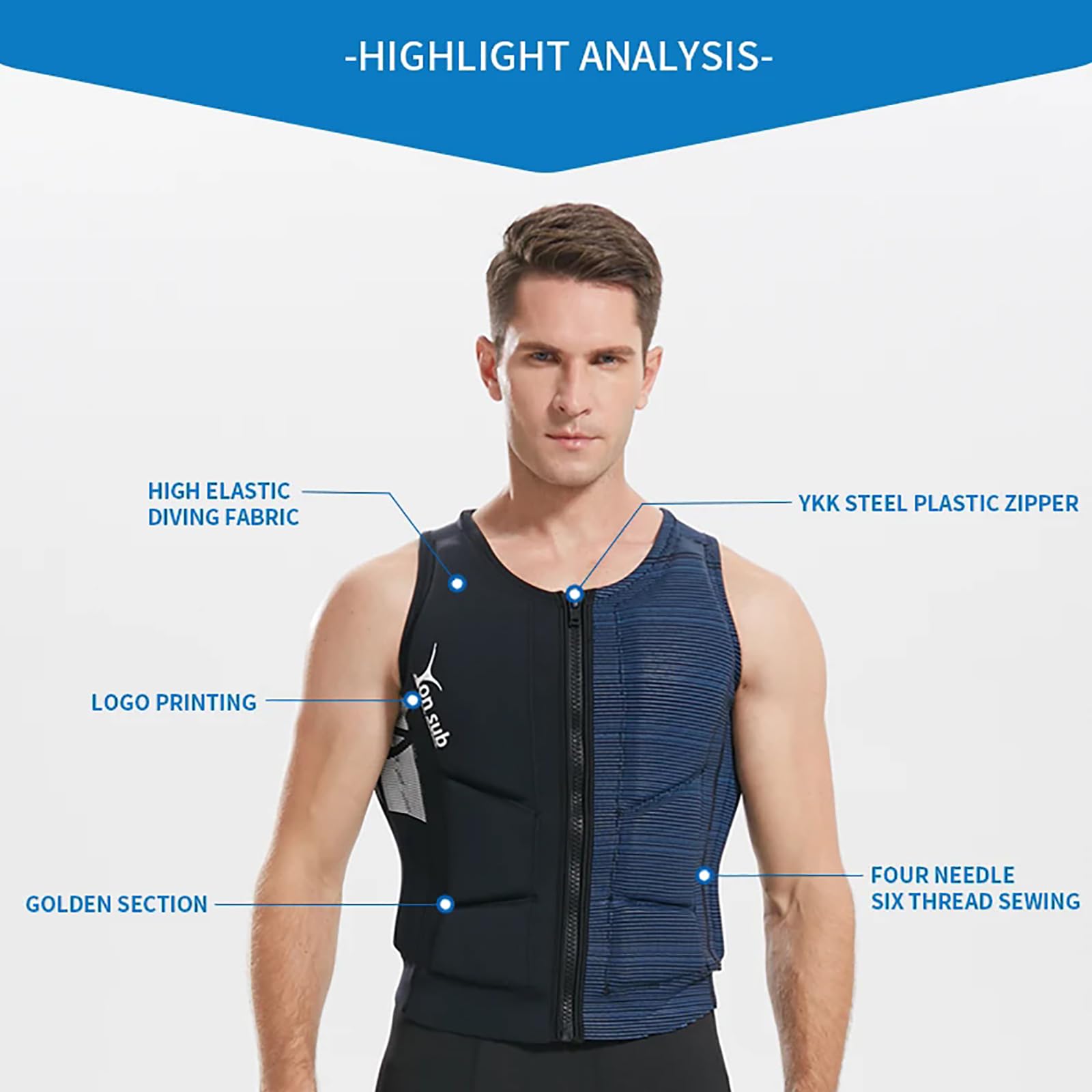 Gilet in neoprene Impact per adulti, progettato per wakesurf e skimboard, ideale per canottaggio, rafting, surf e tutte le attività sportive acquatiche
