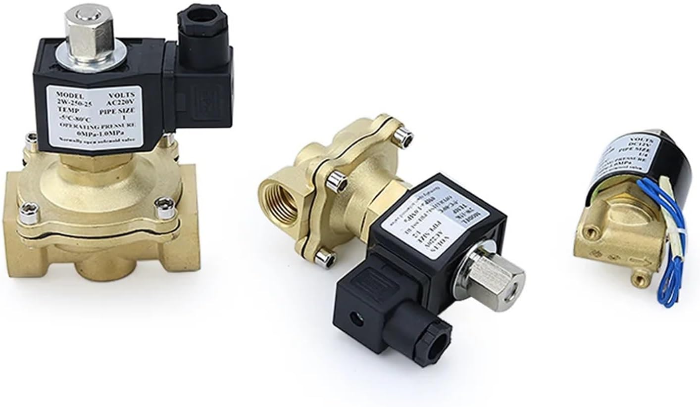 1/4 3/8 1/2 3/4 1 Inch Electric Solenoid Valve DN8/15/20/25 Brass Normally Open Pneumatic For Water Oil Air 12V 24V 220V 110V 1Pcs(DN8,DC12V)
