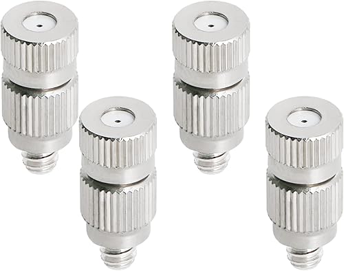 4 piezas de diámetro de orificio de 0.020 in (0.02 pulgadas) G316 (10-24 UNC) rosca macho Boquilla de pulverización de acero inoxidable de dos