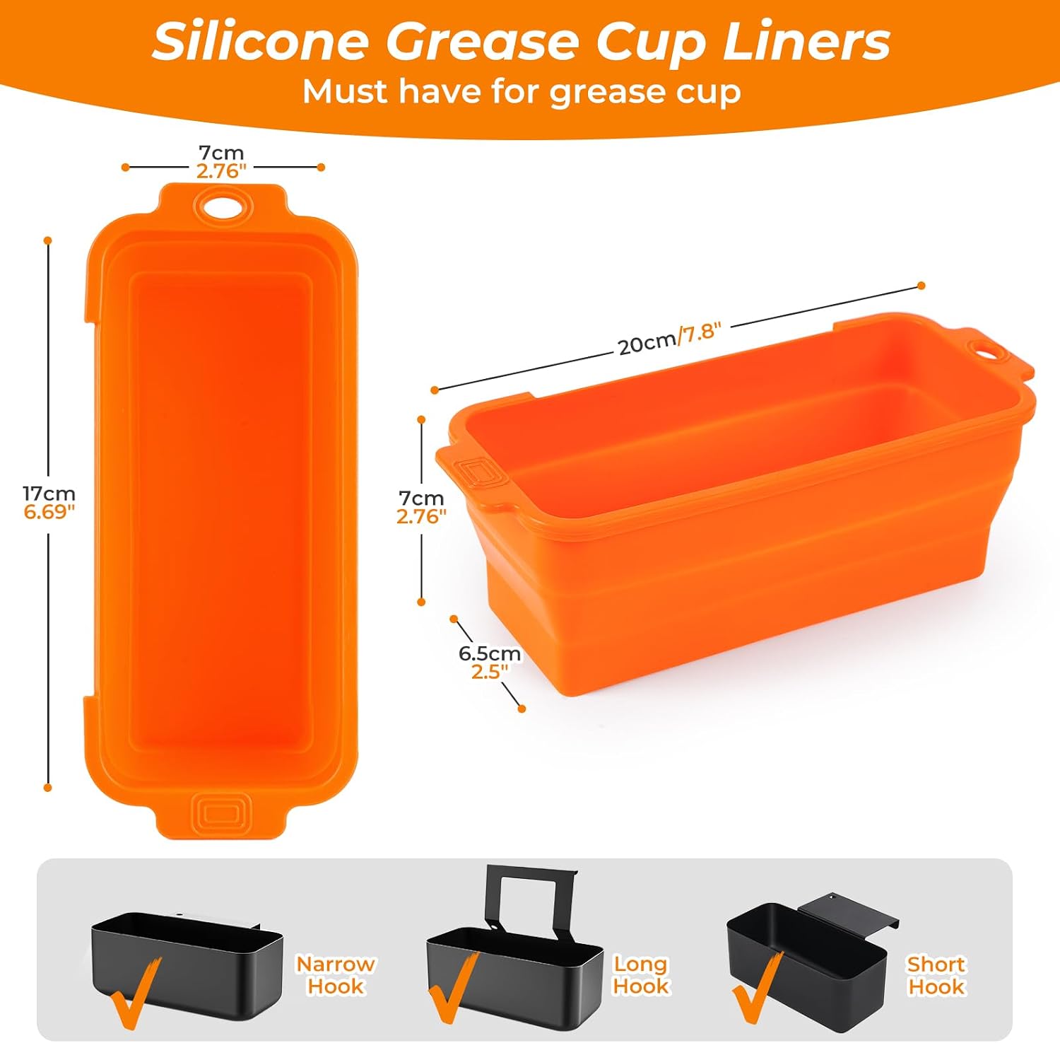 Silicone Grease Cup Liners 2-Pack: Blackstone Griddle Accessories - Reusable Foldable Drip Pan Liners for 17"/28"/36" Blackstone Griddle BBQ Grease Catcher Cup Protection image 2