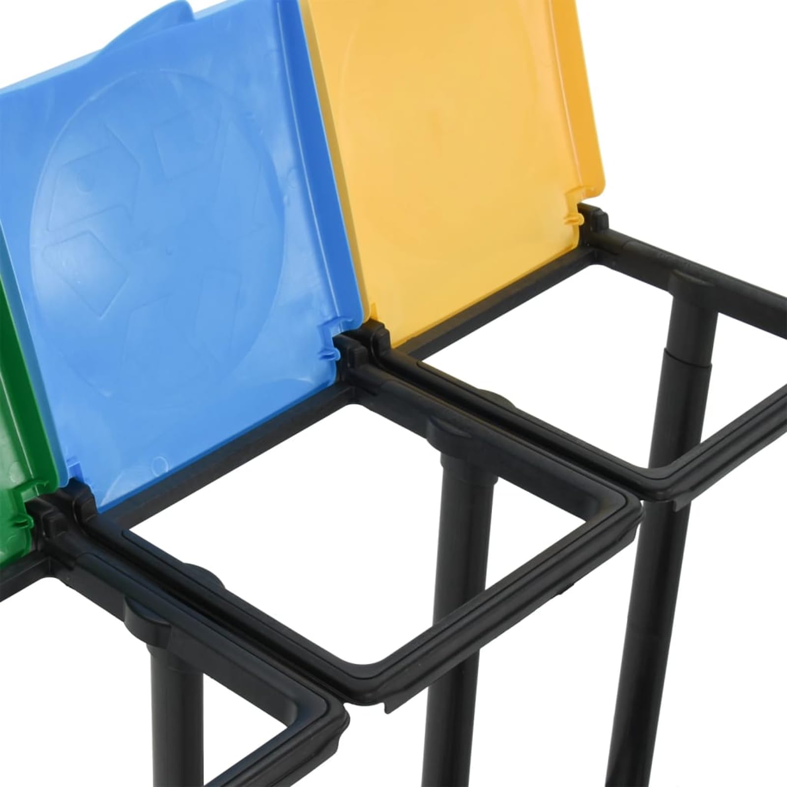 3-Fach Mülltrenner, Müllsackständer aus PP, Mehrfarbig 98x36x82cm, für Haushalt und Recycling 340989