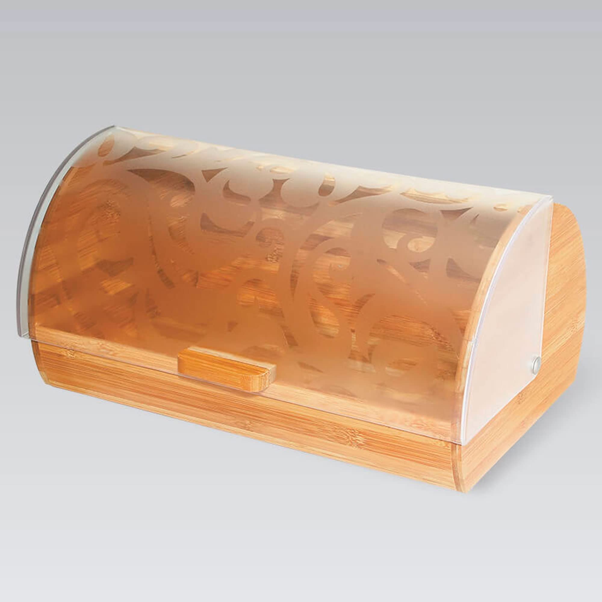 Maestro MR-1674S Panera de Mesa para Guardar Pan, Tapa Deslizante, Contenedor para Almacenamiento Pan y Bollería, Diseño Elegante, Acero Inoxidable, Madera, Bread Box