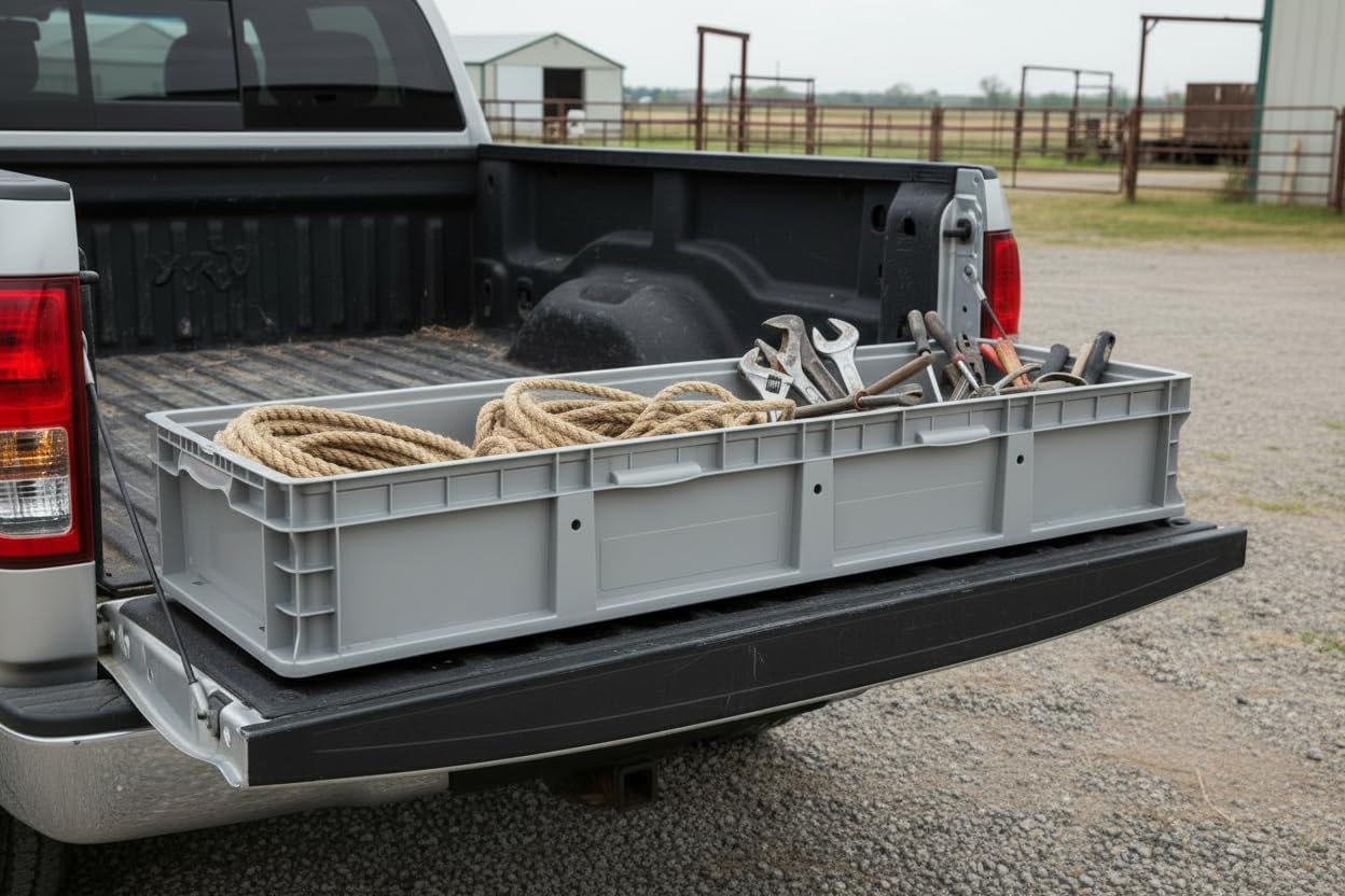 Hudson Exchange 48 x 15 x 7.5" Straight Wall Handled Open Storage Container Tote, Gray/Brown - Image 4